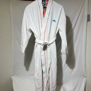 White Waffle Knit Robe with Embroidered Logo